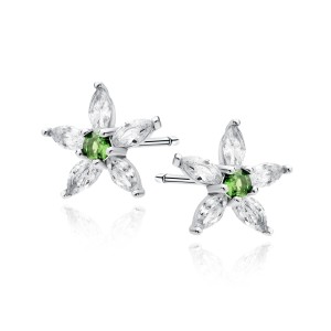 Cercei argint floare cu piatra verde DiAmanti Z1938ER_LG-DIA (Argint 925‰ 1 g.)